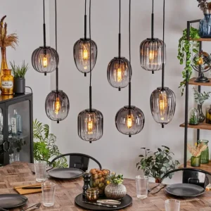 hofstein Suspension Skiatook Noir, 8 lumières* Lampes Modernes