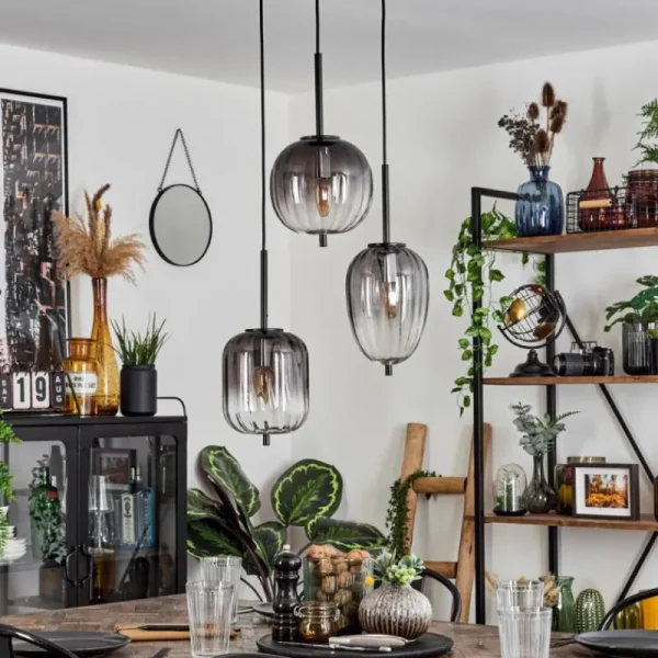 hofstein Suspension Skiatook Noir, 3 lumières* Lampes Modernes