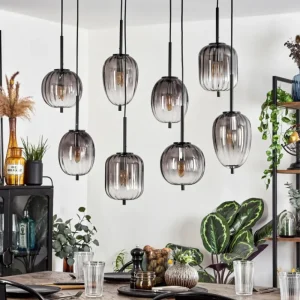 hofstein Suspension Skiatook Noir, 8 lumières* Lampes Modernes