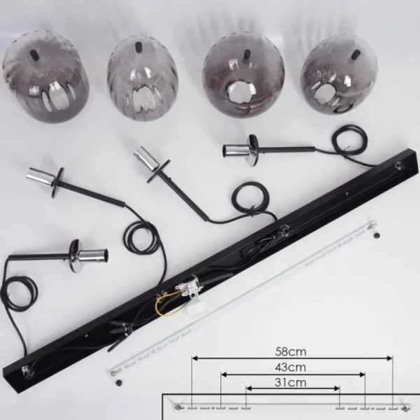hofstein Suspension Skiatook Noir, 4 lumières* Lampes Modernes