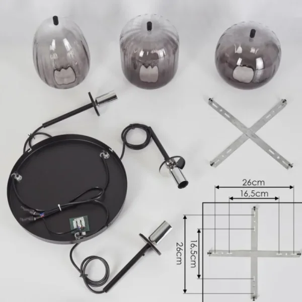 hofstein Suspension Skiatook Noir, 3 lumières* Lampes Modernes