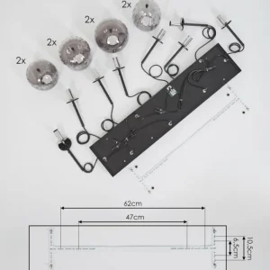 hofstein Suspension Skiatook Noir, 8 lumières* Lampes Modernes