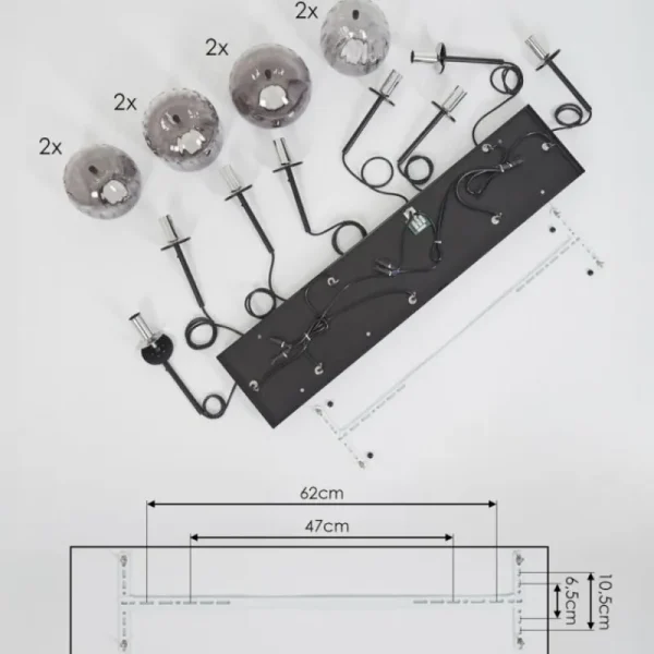hofstein Suspension Skiatook Noir, 8 lumières* Lampes Modernes