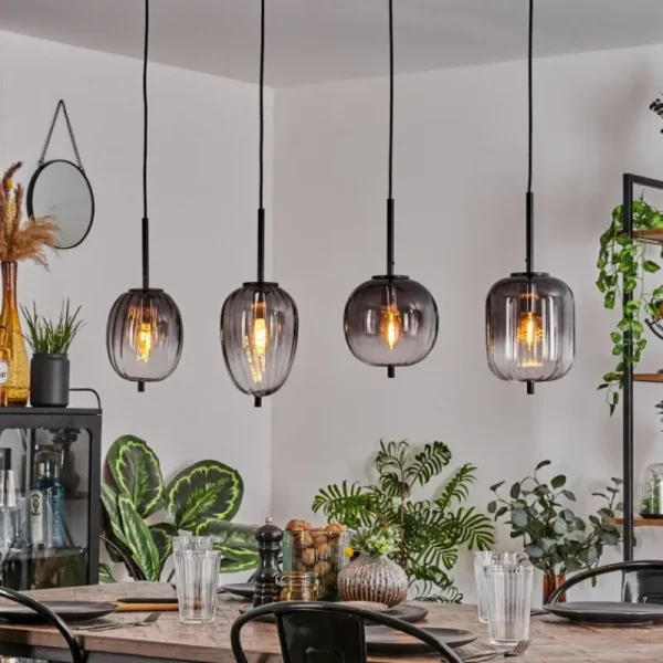 hofstein Suspension Skiatook Noir, 4 lumières* Lampes Modernes