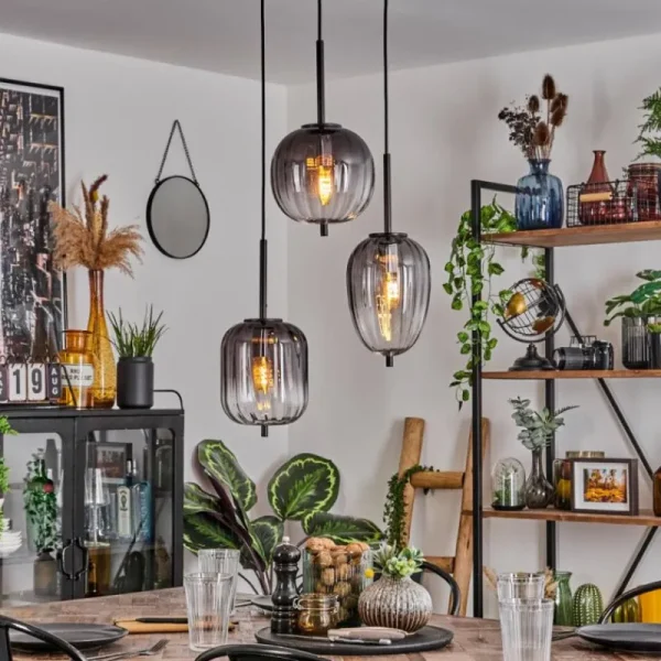 hofstein Suspension Skiatook Noir, 3 lumières* Lampes Modernes