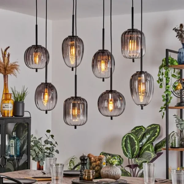 hofstein Suspension Skiatook Noir, 8 lumières* Lampes Modernes