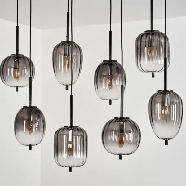 hofstein Suspension Skiatook Noir, 8 lumières* Lampes Modernes
