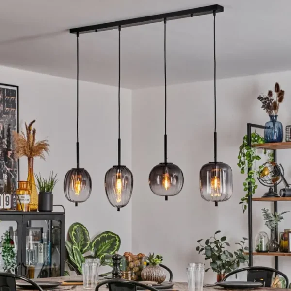 hofstein Suspension Skiatook Noir, 4 lumières* Lampes Modernes