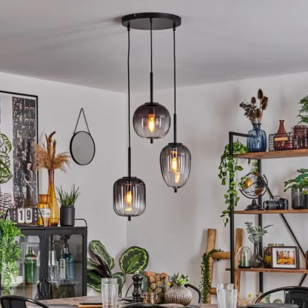 hofstein Suspension Skiatook Noir, 3 lumières* Lampes Modernes