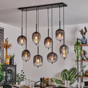 hofstein Suspension Skiatook Noir, 8 lumières* Lampes Modernes