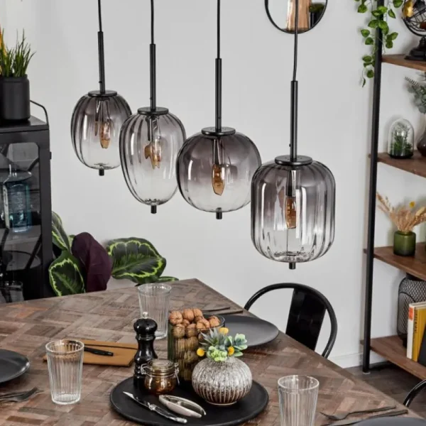 hofstein Suspension Skiatook Noir, 4 lumières* Lampes Modernes