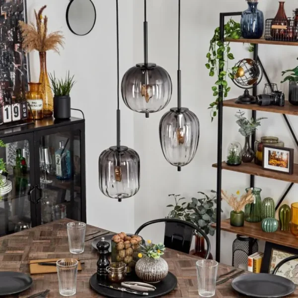 hofstein Suspension Skiatook Noir, 3 lumières* Lampes Modernes