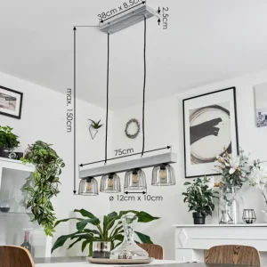hofstein Suspension Skovde Argenté, 4 lumières* Lampes Modernes