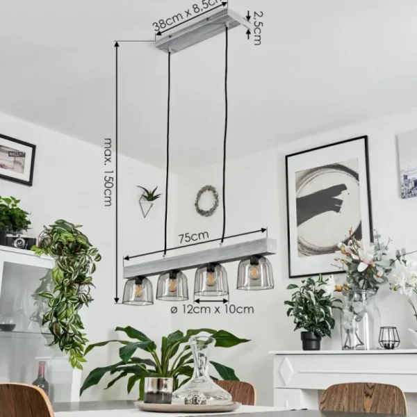hofstein Suspension Skovde Argenté, 4 lumières* Lampes Modernes
