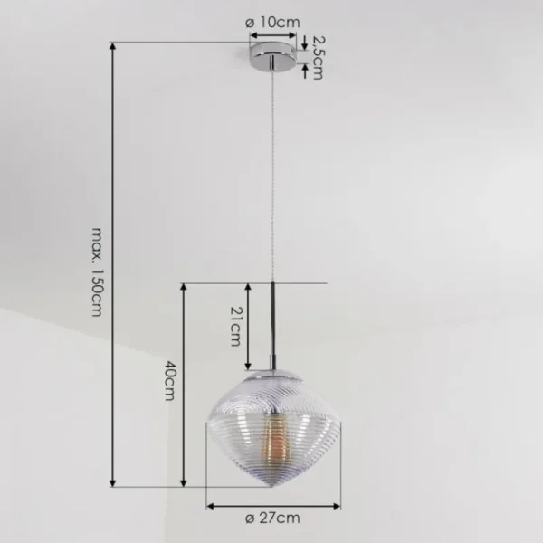 hofstein Suspension Sénal Chrome, 1 lumière* Lampes En Verre
