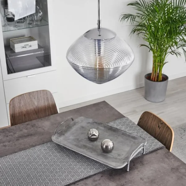 hofstein Suspension Sénal Chrome, 1 lumière* Lampes En Verre