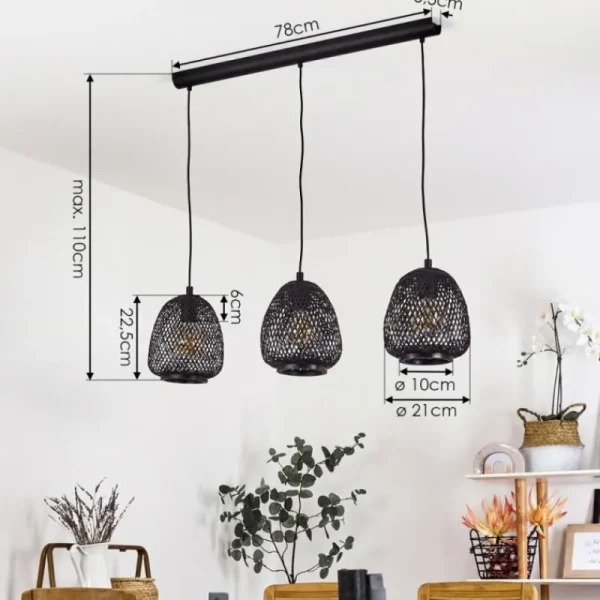 hofstein Suspension Solera Noir, 3 lumières* Lampes Modernes