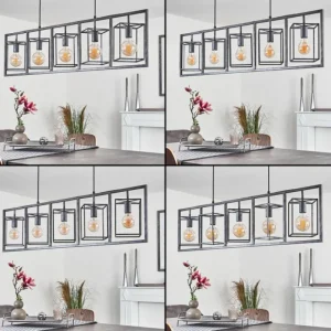 hofstein Suspension Svene Gris, Noir, 5 lumières* Lampes Modernes