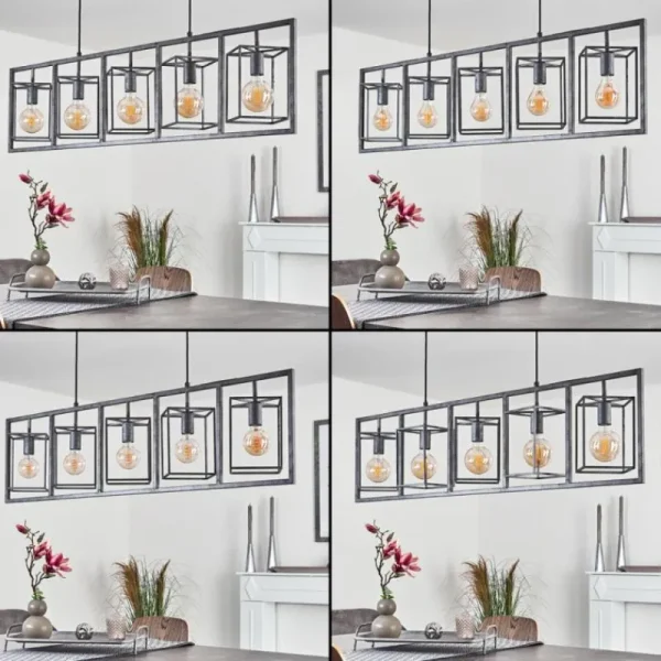 hofstein Suspension Svene Gris, Noir, 5 lumières* Lampes Modernes