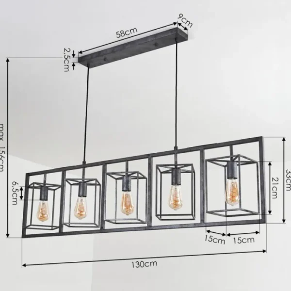 hofstein Suspension Svene Gris, Noir, 5 lumières* Lampes Modernes