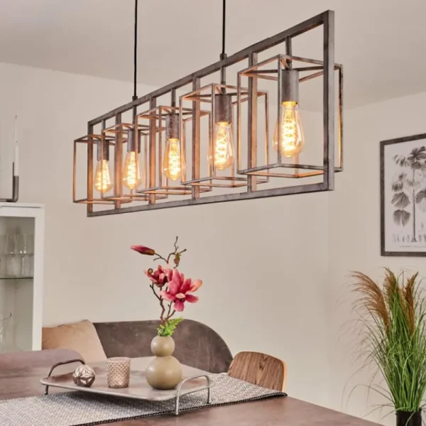 hofstein Suspension Svene Gris, Noir, 5 lumières* Lampes Modernes