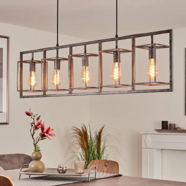 hofstein Suspension Svene Gris, Noir, 5 lumières* Lampes Modernes