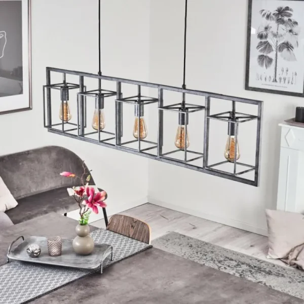 hofstein Suspension Svene Gris, Noir, 5 lumières* Lampes Modernes