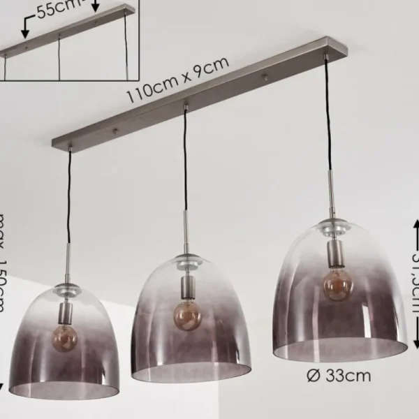 hofstein Suspension Taastrup Nickel mat, 3 lumières* Lampes Modernes