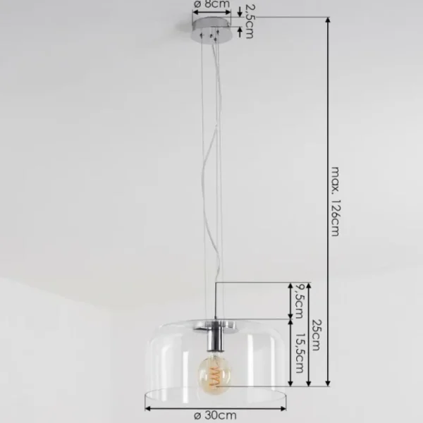 hofstein Suspension Tembotalo Chrome, 1 lumière* Lampes En Verre