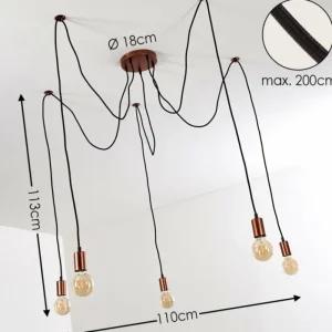 hofstein Suspension Tenna Cuivre, Noir, 5 lumières* Lampes Modernes