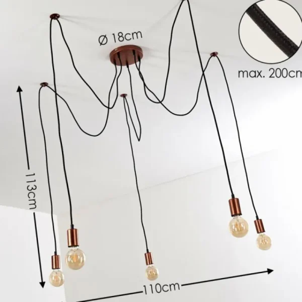 hofstein Suspension Tenna Cuivre, Noir, 5 lumières* Lampes Modernes