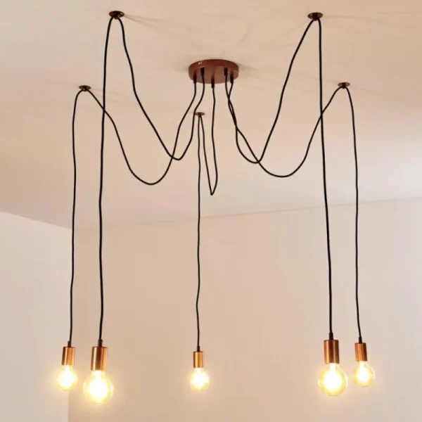 hofstein Suspension Tenna Cuivre, Noir, 5 lumières* Lampes Modernes
