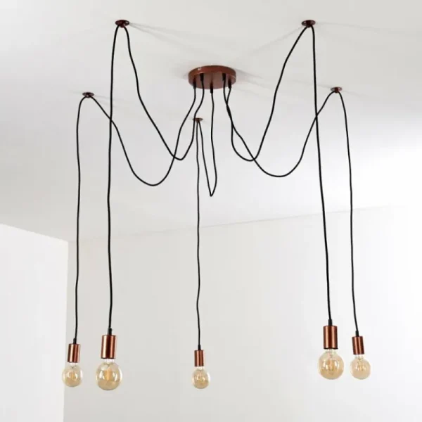 hofstein Suspension Tenna Cuivre, Noir, 5 lumières* Lampes Modernes