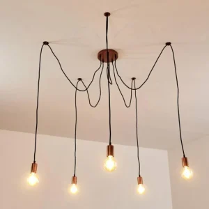 hofstein Suspension Tenna Cuivre, Noir, 5 lumières* Lampes Modernes