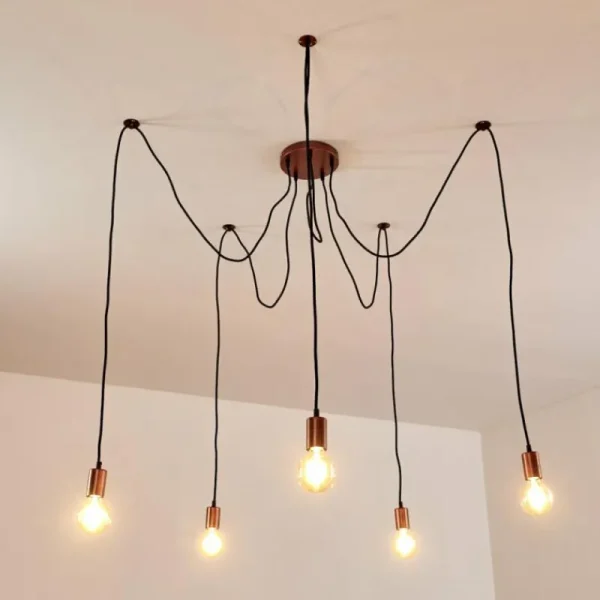 hofstein Suspension Tenna Cuivre, Noir, 5 lumières* Lampes Modernes