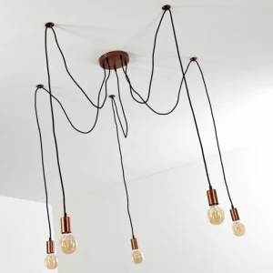 hofstein Suspension Tenna Cuivre, Noir, 5 lumières* Lampes Modernes