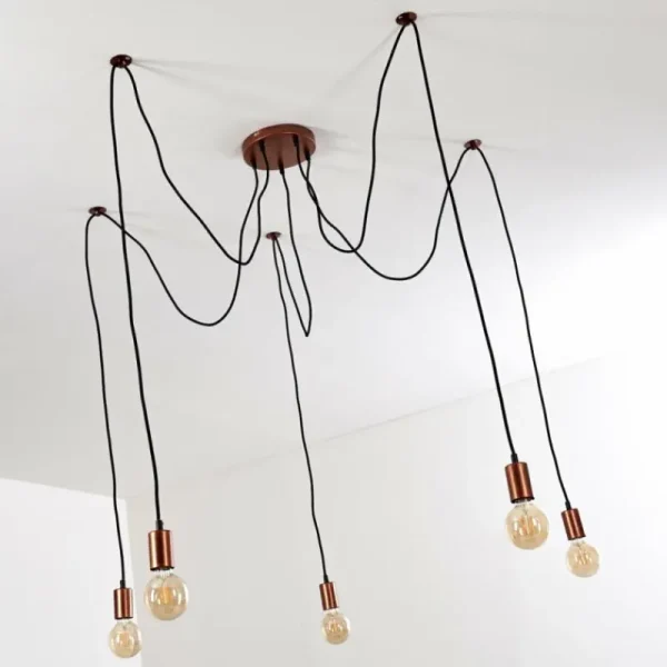 hofstein Suspension Tenna Cuivre, Noir, 5 lumières* Lampes Modernes