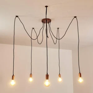 hofstein Suspension Tenna Cuivre, Noir, 5 lumières* Lampes Modernes