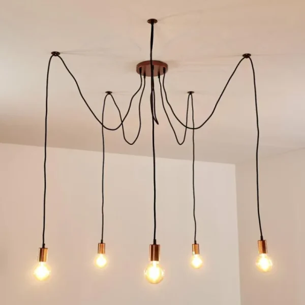 hofstein Suspension Tenna Cuivre, Noir, 5 lumières* Lampes Modernes