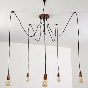 hofstein Suspension Tenna Cuivre, Noir, 5 lumières* Lampes Modernes