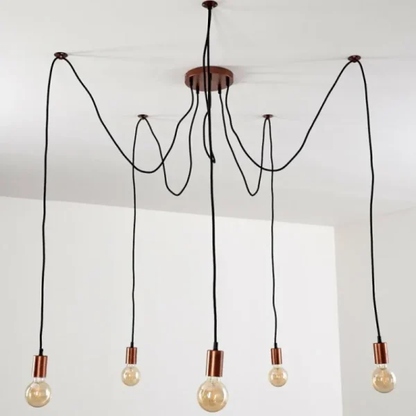 hofstein Suspension Tenna Cuivre, Noir, 5 lumières* Lampes Modernes