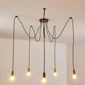 hofstein Suspension Tenna Cuivre, Noir, 5 lumières* Lampes Modernes