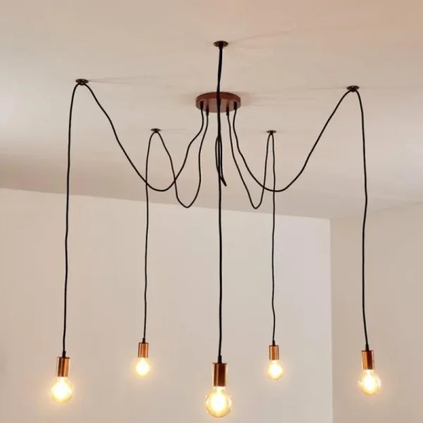 hofstein Suspension Tenna Cuivre, Noir, 5 lumières* Lampes Modernes
