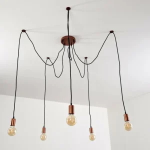 hofstein Suspension Tenna Cuivre, Noir, 5 lumières* Lampes Modernes