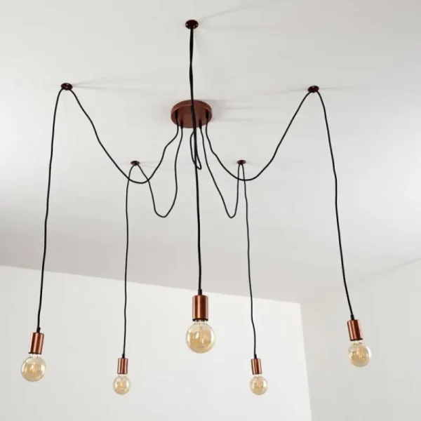 hofstein Suspension Tenna Cuivre, Noir, 5 lumières* Lampes Modernes
