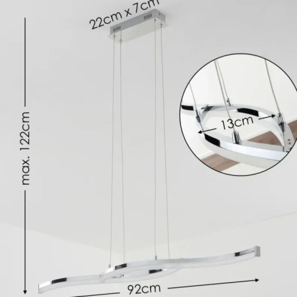 hofstein Suspension Thilo LED Chrome, 2 lumières* Lampes Modernes