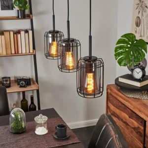 hofstein Suspension Thusis Noir, 3 lumières* Lampes Modernes