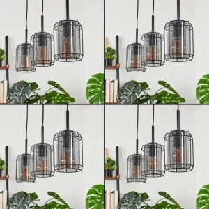 hofstein Suspension Thusis Noir, 3 lumières* Lampes Modernes