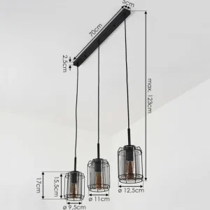 hofstein Suspension Thusis Noir, 3 lumières* Lampes Modernes
