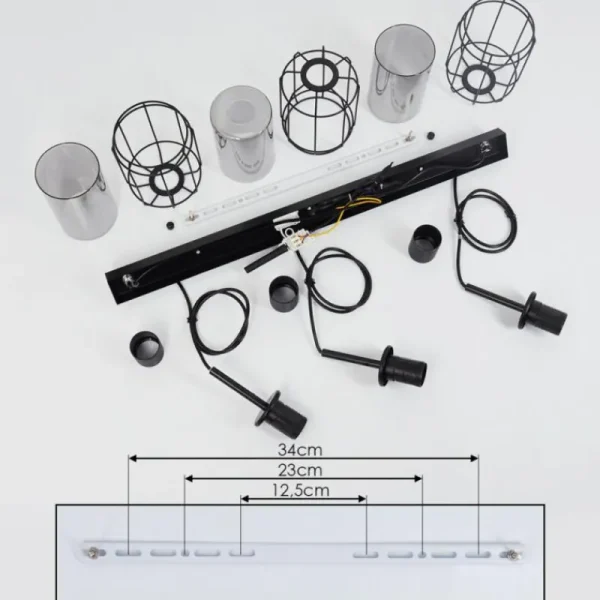 hofstein Suspension Thusis Noir, 3 lumières* Lampes Modernes